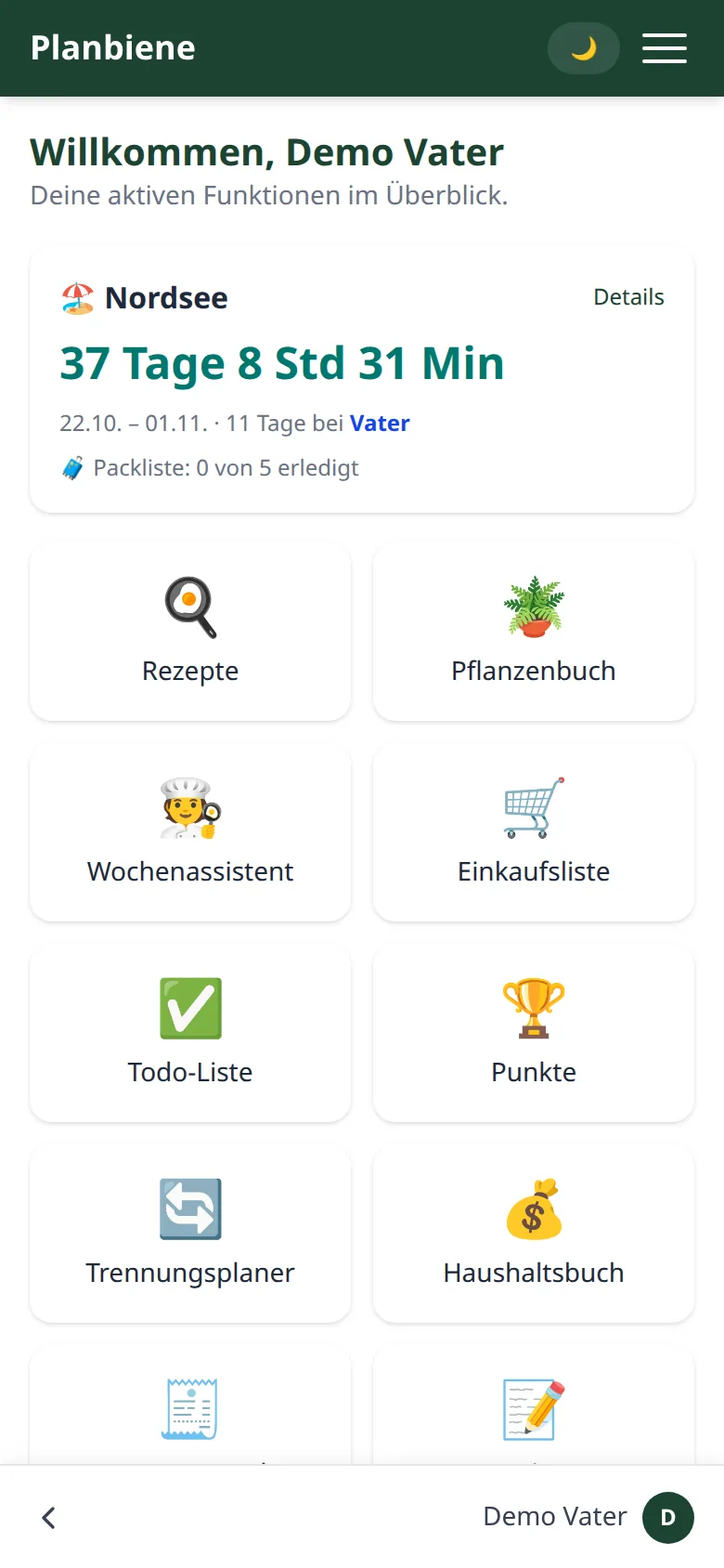 Startseite der App auf einem Smartphone